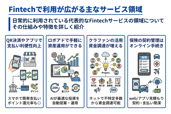 Fintechで利用が広がる主なサービス領域