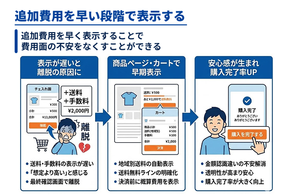 追加費用を早い段階で表示し費用面の不安をなくす